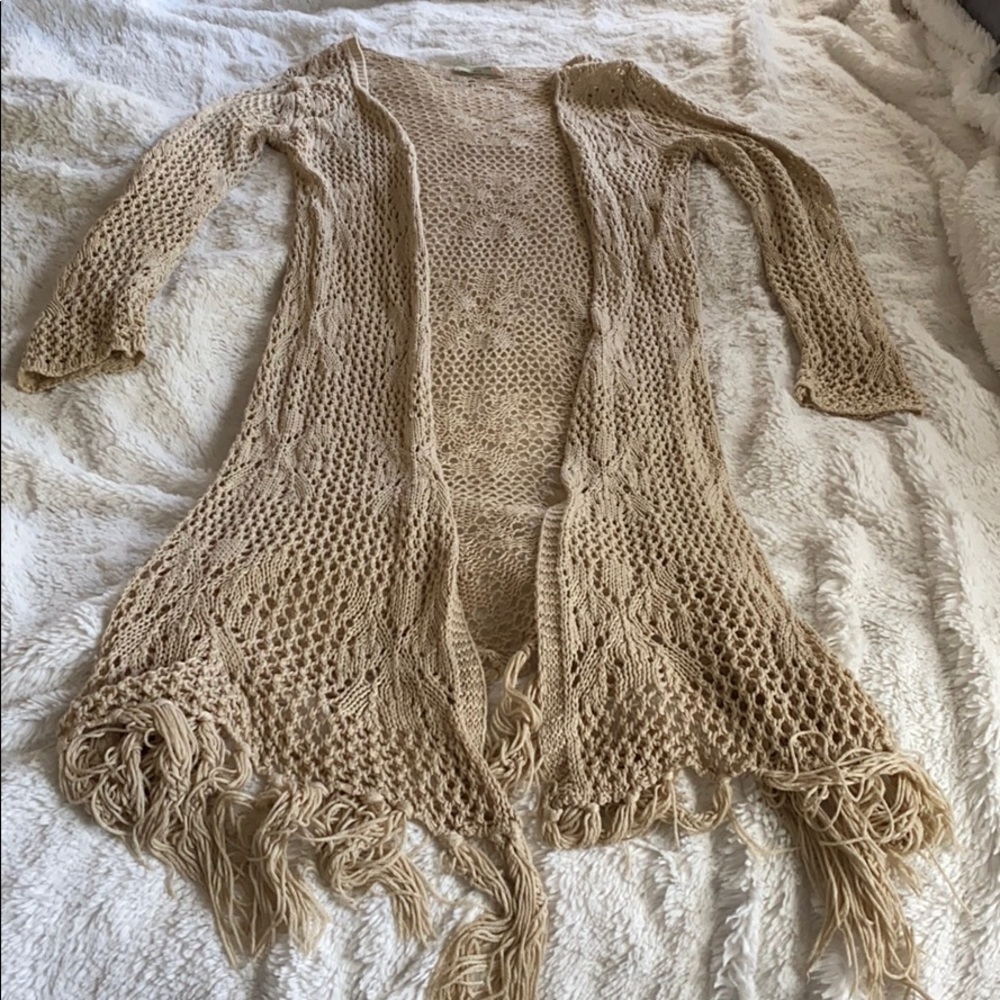 Long crocheted cardigan